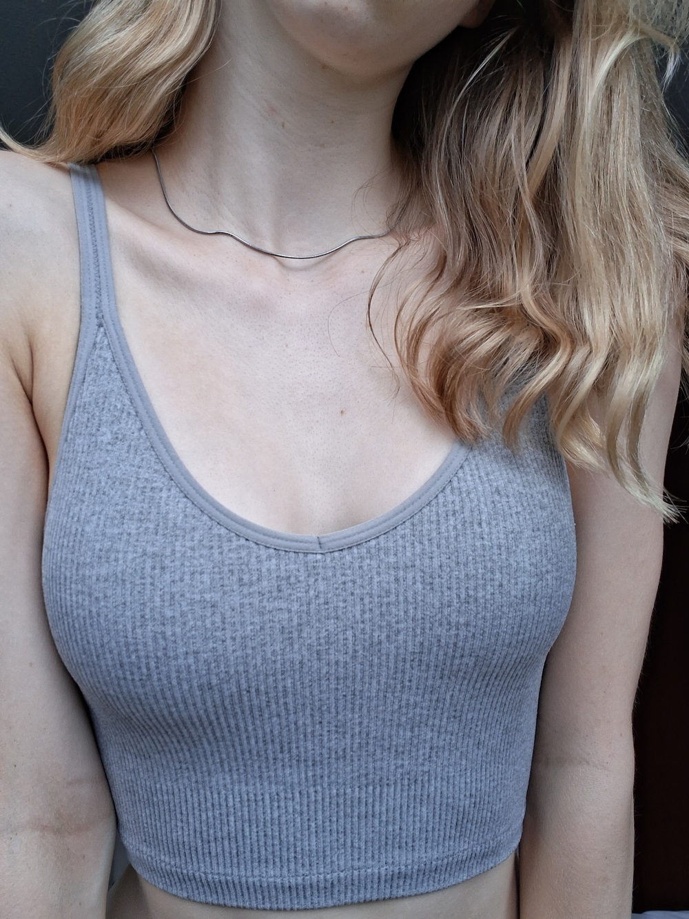 Lemon Gray Ribbed Crop Tank Top - Picture 5 of 7